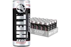 HELL Energy Drink Zero | Sugar-Free | 24 x 250ml Cans Multipack | 32mg/100ml Caffeine | Contains Vitamins B2 B3 B5 B6 B12 | Preservative Free | Vegan | Reduce Fatigue & Boost Energy