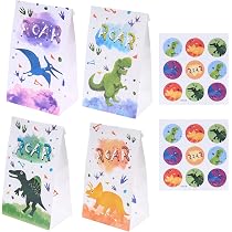 Hooqict Dino-Geschenktüte Mit Griffen – Inkl. Seidenpapier & Karten Für Kindergeburtstag