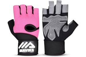 MAVIKS Gym Weight Lifting Fitness Workout Gloves with Wrist Wrap Straps for Women & Men, Gym Gloves For CrossFit Training, Pull Ups, Weightlifting, Calisthenics, Powerlifting, Cycling