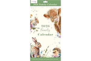 PRECIOUS LONDON 2026 Family Organiser Calendar Large Spiral Planner Month to View 5 Columns for Organising Your Family - Animals (Design No. 2)