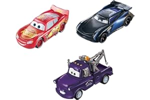 Mattel Disney Cars coches que cambian de color pack de 3 escala 1:55, coches de juguete (GPB03)