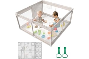 Cafolatt Parc Bébé, 120X120cm Parc Avec Tapis, Pliable pour Enfants 0-24 Mois - Aire de Jeu Sécurisée Maison, Tapis Anti-Dérapant Intérieur