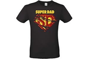 DND DI D'ANDOLFO CIRO Maglia Uomo Super Dad (Stile Superman) Bianca - Nera - Blu - Blu Royal - Regalo Festa del papà o Compleanno