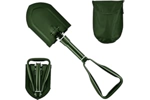 OZIRAL Pala Pieghevole 58cm,Pala da Campeggio Extra Stabile in Acciaio al Carbonio ad Alta Resistenza con Borsa per il Trasporto, Pala Multifunzione per Escursionismo all'aperto, Caccia (Verde)