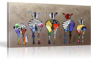 KADING Zèbre abstrait toile Art peintures sur le mur animaux colorés Art imprime animaux africains Art photos pour salon décoration murale 40x70cm Avec cadre