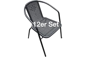 ‎LC GARDEN LC Garden »Garvista« 12er Set Bistrostuhl Stapelstuhl schwarz Gartenstuhl Terassenstuhl
