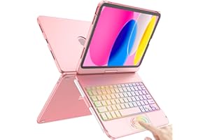 TQQ Funda con Teclado para iPad 11ª Generación A16 2025 y 10ª Generación 2022, con Gran Trackpad de Precisión, Retroiluminado de 10 Colores Estilo Portátil, QWERTY Español Ñ - OroRosa