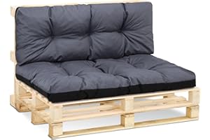 Amazinggirl Palettenkissen Outdoor Kissen Set: Rückenkissen 120x40 cm und Sitzkissen 120x80 cm - Auflagen für Paletten Europaletten Palettensofa und Palettenmöbel Palettenpolster Graphit