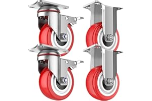 Deutnart 2 Swivel Castors and 2 Fixed Castors, 100 mm Heavy Duty Castors, 700 kg Load Capacity, Improved Steering, Straight Transport Castors for Trolley Workbench (3rd Gen Premium Steel, Solid Wheel)