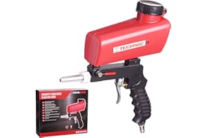TC TECHNIC Pistolet de sablage pneumatique portatif KASTOR Technic, air comprimé, entonnoir, vanne d'arrêt, pratique, pour bords bruts, coins, taches rouillées