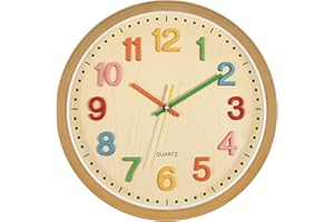 Foxtop Moderno Orologio da Parete Bambini Silenzioso con Colorato Design 30 cm (Numero 3D)