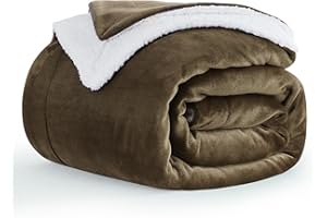 Aisbo Manta Sofa Invierno Polar - Mantas para Cama Gruesa Calentita Manta de Sofá Suave y Caliente con Borreguito, Reversible de Franela y Borrego Marrón 130x150 Pequeña, Sherpa Blanket