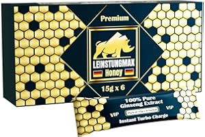 Miel Leinstungmax de qualité supérieure - 100% pur avec Ginseng, Miel, Extrait de Tribulus, Extrait de Fenugrec, Vitamine C | extra fort, application immédiate pour les moments