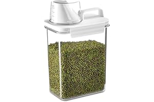 La Llareta Contenitore Ermetico per Alimenti con Misurino, PET Contenitore per Riso Portatile, Dispenser per Detersivo in Polvere, Conservazione per Fagioli, Detersivo, 1800 ml