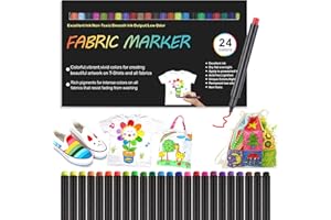 NXPUXP 24 Textilstifte Waschmaschinenfest,Textilmalstifte,Stoffmalstift,T-Shirt-Textilmarker,Ideal für T-Shirts,Taschen und andere Textilien