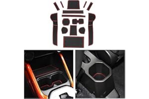 CDEFG Suzuki Ignis MF 2017-2022 2023 Rubber Mats, UK Non-Slip Mats Centre Console Anti-Slip Cup Drink Holder Rubber Mat Armrest Storage Pads Door Slots Car Ignis Hybrid Accessories (Red)