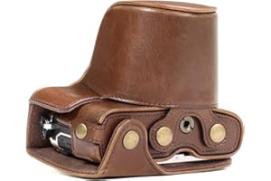 MegaGear MG918 Olympus PEN E-PL8 Ever Ready skórzane etui na aparat z paskiem do noszenia i dostępem baterii - ciemnobrązowe