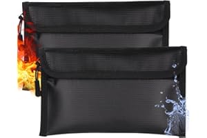 HIXAVA 2 Stück Feuerfeste Tasche, Feuerfeste Dokumententasche 20.5 x 12 cm, Feuersichere Wasserdichte Tasche Hülle Beutel Behälter, Feuerfeste Geldtasche, für Wertsachen Passport Dokumente Geld (Schwarz)