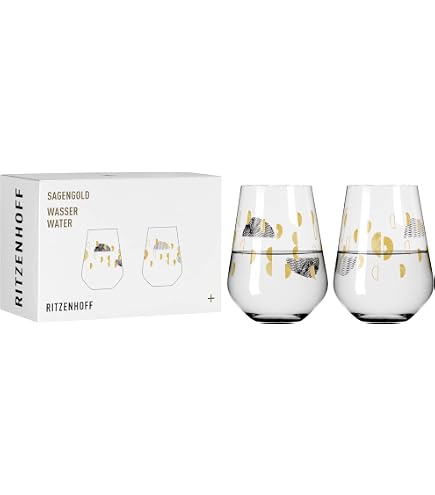 Verres à Eau Ritzenhoff - Set De 2 - 500 Ml - Verre Recyclé 45% Couleur Organique Verte - Fabriqué En Allemagne - Lave-vaisselle