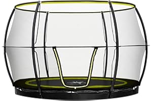 Rebo® Flush FIt Inground Base Jump Trampoline with Halo ll Enclosure - 10ft | OutdoorToys | Kids' Outdoor Trampoline for Gardens, Enclosure Included, Weather Resistant