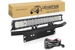 ‎SKYWORLD SKYWORLD Led Arbeitsscheinwerfer Bar, 59 cm 570W Led lichtleiste mit KFZ Kennzeichenhalterung bull bar und 12V Kabelbaum für 4x4 Auto Offroad Truck LKW PKW ATV SUV lightbar