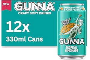 Gunna Fizzy Drinks, Tropical Mango Lemonade Cans, Natural, Vegan, Sparkling Soft Drink with Real Fruit Juice, Tropical Flavour Immune Boosting Drink 330ml x 12