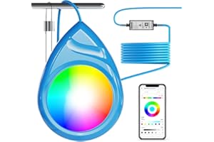 BRIMMEL LED Pool Lights for Above Ground Underwater Pond Light with App Control, RGB Color Changing Music Sync Swimming Pools Lighting, IP68 Waterproof Low Voltage Submersible Light Timing Function, 26ft Cord