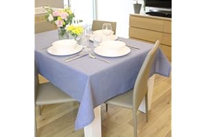 CASAVIVA Tovaglia rettangolare in cotone effetto lino 140 x 240 cm 8 posti tovaglia tavola Celeste a tinta unita, 100% Made in Italy, moderna, elegante, Per feste e banchetti, Copritavolo rettangolare