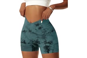 Vertvie Pantaloncini Donna Sportivi Yoga Palestra Pantaloni V Cross Corti Vita Alta Push Up Shorts Booty Scrunch Fitness Leggings Pants per Sportivo Butt Lift Corsa Gym Allenamento Jogging