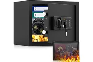 Klein Safe Tresor für Zuhause, 15L MöBeltresor Kleiner mit Feuerfest Wasserdicht Geldtasche, Kleiner Tresor Sicherheitssafe mit Zahlenschloss,Tresore Kinder Wandtresor für Geld Medikamente Schmuck