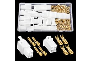 YIXISI 100 Pezzi 2.8mm Kit di Connettori Elettrici per Auto, 4 Pin Kit Connettore e Terminali da Crimpare, Connettori per Cavi Elettrici per Automobili, per Auto e Moto (Bianco)