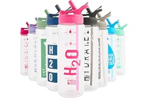 Polar Gear 750ml Motivational Water Bottle With Straw - SK Ecozen Recycled Plastic Sports Water Bottle with Time Markings – Dishwasher Safe, BPA Free Drinks Canteen for Gym, Running, Work