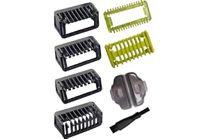 Trimmer tillbehör set 1/2/3/5 mm – intimt skydd och kroppskam | Kompatibel med OneBlade QP2734 QP2824 QP25XX QP26XX 360 Pro, 0 mm hudskydd, klick-on-byte, rengöringsborste inkl.
