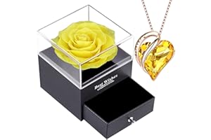 SWEETIME Preserved Real Rose Box,Eternal Rose,Enchanted Flower Box Gift for Women