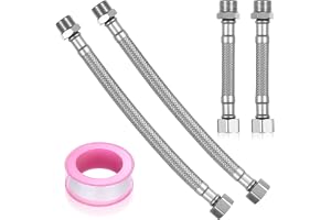 4 x flexslang 3/8 vattenkran 10 cm/20 cm flexibel armerad slang 3/8 tum flexslang i rostfritt stål förlängning armaturslang för kran badrum toalett med 1 rem