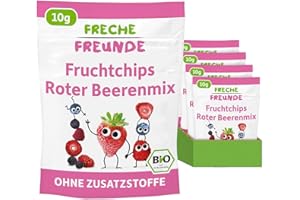 ‎FRECHE FREUNDE FRECHE FREUNDE Bio Fruchtchips Beerenmix, gefriergetrocknete Obst Chips, natürliche Trockenfrüchte in Scheiben ohne Zuckerzusatz, vegan, laktosefrei, glutenfrei, 12er Pack (12 x 10g)
