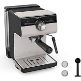 KRUPS Authentic, Manual Espresso Machine, 2L Reservoir, Stainless Steel | 15 Bars, Milk Frother, Manual Adjustment, Measuring