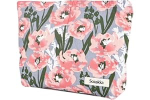 Fycyko Trousse de Maquillage Voyage Trousses de Toilette Fleurs Trousse Maquillage Femme Cosmétiques à Glissière Portable Sac de Organiseur Cosmétique Sac de Maquillage Femme - Rose Hibiscus