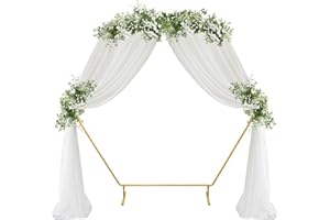 PlusFive Arche de Mariage en Métal Doré - Arche Ballon Hexagonale Unique Design, Kit Arche Ballon 2 m, Support Ballon pour Décoration de Fond de Fleurs, Mariage, Anniversaire, Jardin