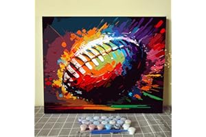 Walarky Paint by Numbers Kits 16 x 20 inches Canvas DIY Oil Painting for Boys,Students,Adults Beginner with Brushes & Acrylic Pigment - Rugby Sports Lovers(Without Frame) for Boys Room Wall Decor