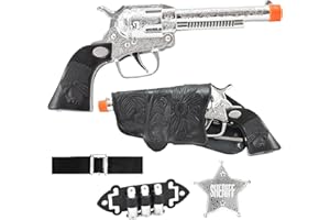 D.A.Y. REPUBLIC Wild Wild West Cowboy Sheriff Twin Gun Dress Up Set Complete with Holster Belt with Two Toy Guns, Bullets and Badge, Kids Pretend Role Play Fancy Dress Playset