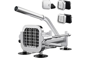 Eascandy Coupe-frites professionnel, Trancheuse à pommes de terre en acier inoxydable 12,7 mm et 9,5 mm et 6,35mm, Coupe-pommes de terre robuste pour patates douces, carottes, ignames et concombres.