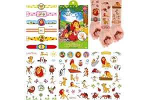 MIOTLSY Tatuaggi temporanei per bambini, tatuaggi glitterati re leone simba, Tatuaggi Bambini Finti Adesivi Giocattoli Gadget per Bambini, Adulti Festa Compleanno Impermeabile Tatuaggio Temporaneo (4 Fogli)