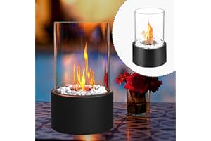 ‎CEEDIR CEEDIR Table Fireplace Bioethanol Indoor Bioethanol Bio Ethanol Fireplace Outdoor with Decorative Small Stones Portable Table Fire for Balcony Garden Decoration Round Model A