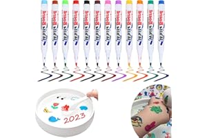 GUBOOM Magische Wassermalerei Stift, 12 Farben Wasser Doodle Stifte, Magischer Schwimmender Marker, Löschbarer, Waschbare Trocken Abwischbare Marker für Kinder