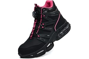 KOIFISH Safety Boots Men Women Air Cushion Safety Shoes High Top Work Boots Lightweight Work Shoes Steel Toe Cap Comfortable 3-12 UK