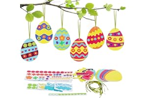 Gibocot Easter Crafts for Kids 12 Pack Easter Egg Arts and Crafts for Children Easter Activities DIY Foam Stickers Creative Gifts Make Your Own Easter Mix & Match Hanging Decorations