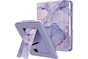 FINTIE Custodia per 7" Kobo Libra Colour (2024) / Kobo Libra 2 (2021) eReader - Stand Cover Protettiva Case con Card Slot e Hand Strap, Auto Sveglia/Sonno, Lilla Marble