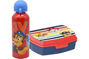 SRV Hub Paw Patrol Lunchbox und Wasserflasche, 2-teiliges Set, Kinder-Sandwich-Box und auslaufsichere Trinkwasserflasche, BPA-frei, ab 3 Jahren