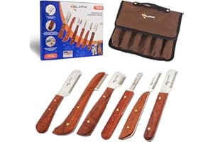 Elmax Professional Stripping Knife for dogs (Pack of 6), Best for Removing Unwanted Undercoat, Blades are made of Stainless Steel with Wooden Handle Grip (Right-Handed, Rosewood)